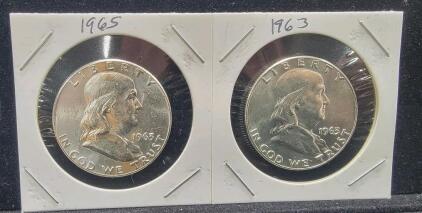 (2) Franklin Silver Half Dollars 1963 & 1965