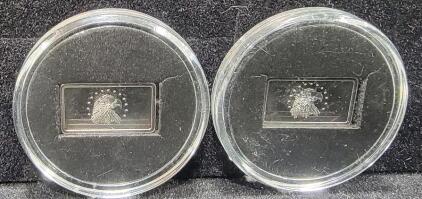 (2) One Gram Pure Silver Bars