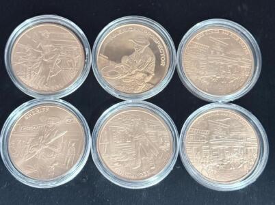 (6) &ldquo;Wild West Series&rdquo; 1oz. Copper Coins