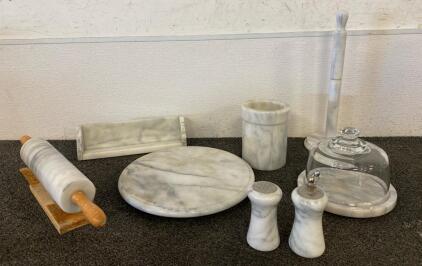 Marble Kitchen Set Including, Rolling Pin, Turn Table And More