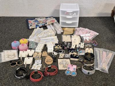 Jewelry! Small Storage, Hanging Jewelry Storage, Gold Bags, (6) Hand Fans, Beautiful Necklaces, Bracelets, Earrings and Hair Clips
