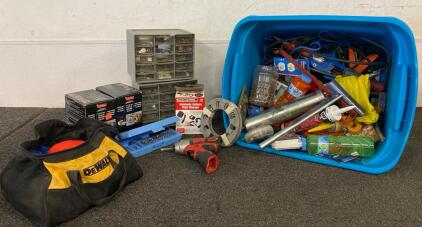 Tool, Parts And Knick Knacks- Including Milwaukee Drill, Caulk, Automatic Battery Float Charger, DeWALT Bag And More