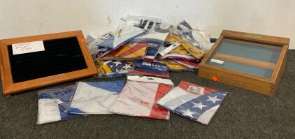 (44) 3x5 Flags And Jewelry Display Cases