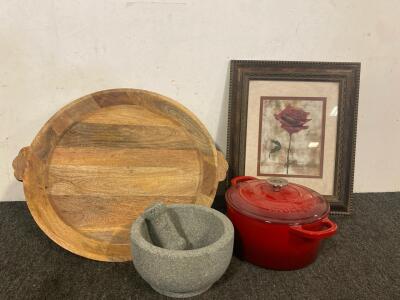 Kitchen Lot Including, Crockpot Dutch Oven, Mortar And Pedestal And More