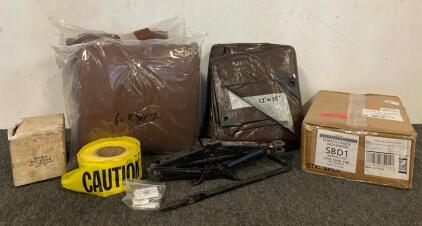 Miscellaneous Lot Including, Soft-Close Undermount Drawer Slide, 12&rsquo;x15&rsquo; Tarp, (3) Deep Brown Winter Plant Protection Bags, Car Jack, Blue Point RC-150 A Ring Compressor, And More