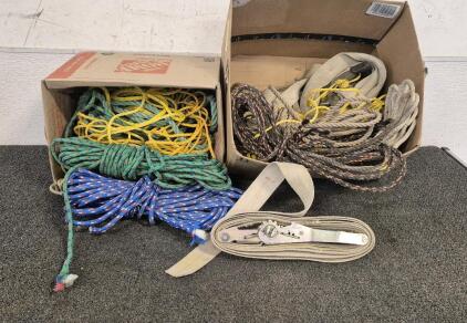(2) Boxes Full of Rope and Straps