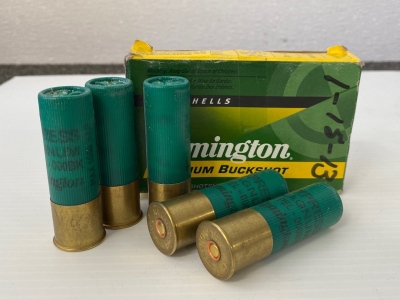 (5)rnds of Remington 12ga 3” 000BK