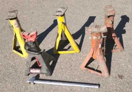 Pro-Lift & Unbranded Jack Stands, Metal, 3 Ton Capacity, Red/Yellow/Black
