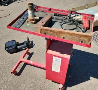 Rolling Mechanics Work Tray and Storage With Keys. Milwaukee Drill. Small Bottle Jack . Chevy 1999-02 Driver Side Towing Mirror (New)