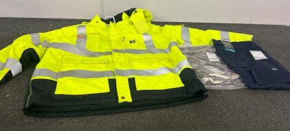 Carhartt High Visibility Waterproof Class 3 Sherwood Jacket, LifeShe Straight Wide Leg Cam, Manchester Service Pant In Navy