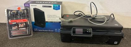 6-Stream WIFI 6 Cable Modem Router, Laptop To HDTV VGA Audio/Video Cable, And HP Photosmart 5510 Wireless All-In-One
