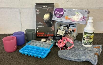 Plastic Mugs, Oven Mits, Stamp Colors, Bralo Vegetable Chopper, And More