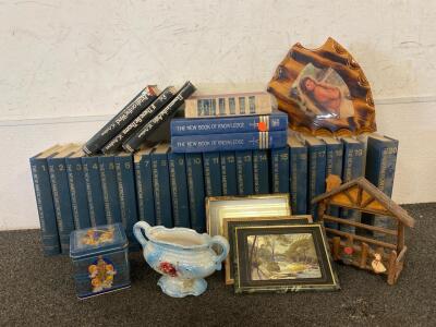 Vintage Book Collection Including The New American Encyclopedia Set And The New Book Of Knowledge Set, Plus Home Decor