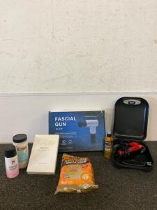Self Care Kit, Including Fascial Gun, Bath Salts, Hair Trimmer, Hot Hand Super Warmer Packs And More