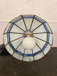 Blue Glass Light Fixture With Bulb, Radio Alarm Clock And More