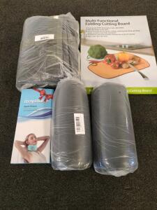 Multi functional cutting board thermal door curtain lumbar support and a neck brace