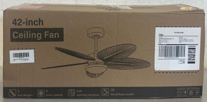 42&rdquo; All White Tropical Leaf Ceiling Fan