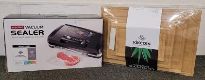 Electric Vacuum Sealer Model SV628 And (4) Kikcoin Bamboo Cutting Boards