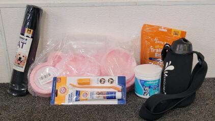 Pet Lot! Feeding And Watering Station, Feeding Mat, Pet water Bottle, And More!