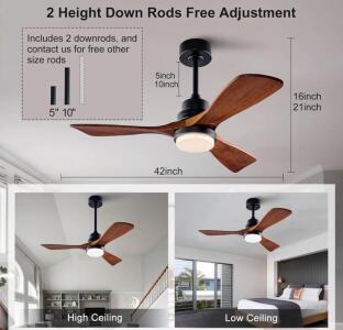 42&rdquo; Black Walnut Ceiling Fan With Lights & Remote