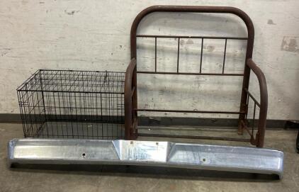 Dog Kennel, Metal Bench Frame, And Bumper