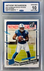 Graded Anthony Richardson Card- 2023 Donruss Rated Rookie #343 Rookie GEM Mint 10