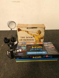 Microscope the readers journey classroom activity kit the book of Mormon gold records and a lamp