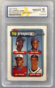 1992 Topps #551 Chipper Jones Top Prospects- Shortstops Graded Card- 10 GEM MT