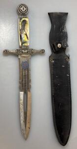Antique Stainless Steel Tomahawk Dagger Featuring Balled Eagle Handle