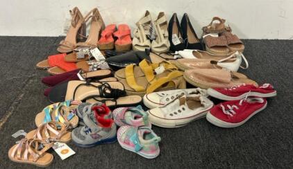 Shoe Palooza- Including Various Of Sizes From 7-11 In Women&rsquo;s With the Brands Of Converse, A New Day, Di Ana Fashion, And More. Also Including Baby Shoes 2 Pairs That Light Up With The Size Of 5