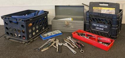 Tool Lot Including, Wrenches, Socket Sets, Metal Craftsman Tool Box And More