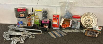 2 Boxes Of Button Cap Nails, Sleeve Anchors, Screws, Waterproof Asphalt Sealant, Anchor, And More