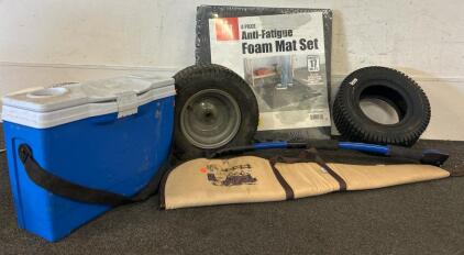 Rubbermaid Cooler, Gun Case, Ice Scraper Fot Vechile, Step Ladder, Tires, And More