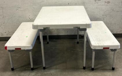 Folding Plastic Table With 2 Bench Seats