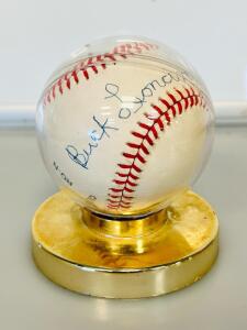 Buck Leonard Signed Baseball With Display