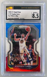 2020-21 Panini Prizm #159 Stephen Curry Red White and Blue Graded Card- NM/Mint+ 8.5