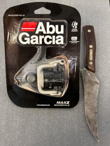 Vintage 10" Old Timer Hubting Knife and New Abu Garcia Fishing Reel