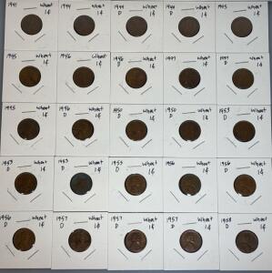 (25) Wheat One Cent Pennies