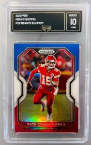 2020 Prizm Patrick Mahomes II #124 Red White Blue Prizm Graded Card- GEM MT 10