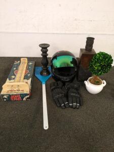 Bike helmet and gloves anti gravity game and home decor