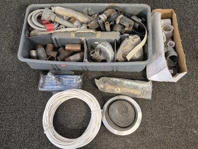 Tool Bin Full of Miscellaneous Pipe Parts, Tubing, Braided Water Connector, Pipe Fittings and More!