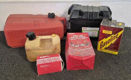(3) Gas Containers(two 1Gal, 6Gal), Battery Box, Filter Kit, Transmission Filter(1-8593)