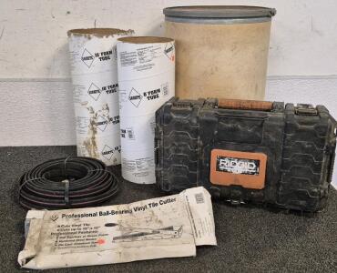 Ridgid Tool Box, Hose, Ball-Bearing Vinyl Tile Cutter, 8"Form Tube, 10"Form Tube, Paper Barrel
