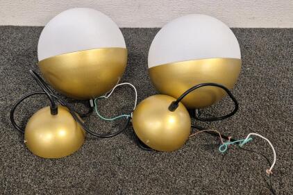 (2) Round Gold and White Light Fixtures (Unable to Test)