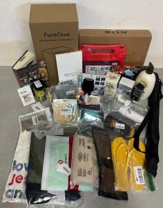 Fireproof File Organizer Briefcase, (3) 2.6Gal Trash Cans, Women&rsquo;s Dress (XL), Toddlers Clothes (6), White Musk Essential Oil & More