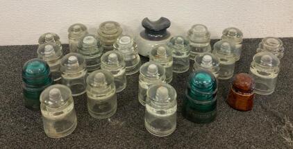 Huge Lot Of (24) Vintage Glass Insulators