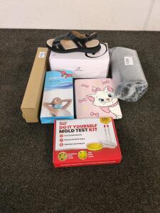 Pink Ipad 10 case and a neck brace mold test kit