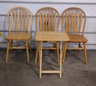 (3) Assorted Dining Chairs & (1) TV Tray Table