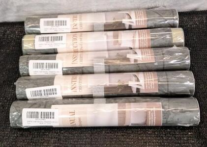 (5) Rolls Of Dark Green Tile Wallpaper, Each Roll 12"W x 80"L & (1) Box Of Assorted Amazon Overstock