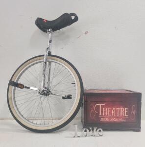 (1) Unicycle (1) Theatre Chest And More